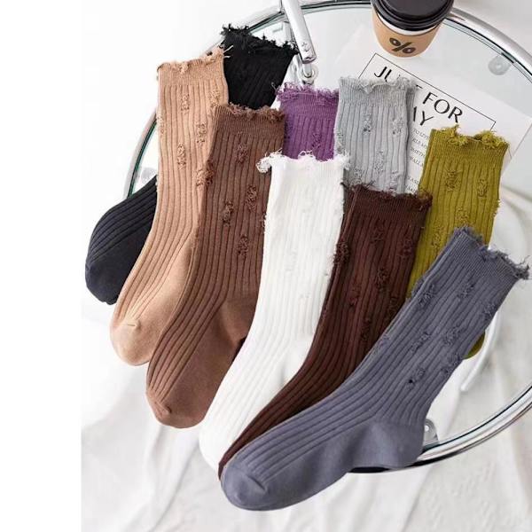 Broken Hole Bomullsstrumpor Beggar Pile Socks CAMEL camel