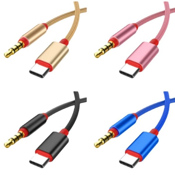 Type-C til 3,5 mm lydkabel USB C til 3,5 mm hovedtelefonadapter Blue