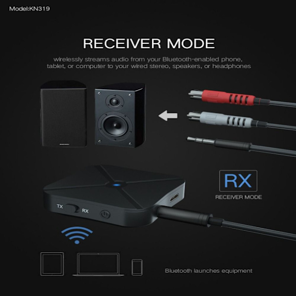 Trådløs Bluetooth lydmottaker Stereo lydmottaker USB KN319