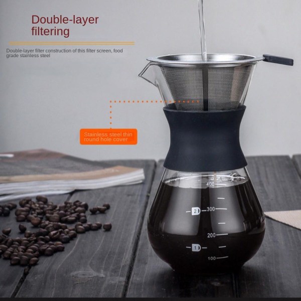 Håndbrygget kaffekanne Glass kaffekanne 400MLUTEN FILTER 400mlWithout filter