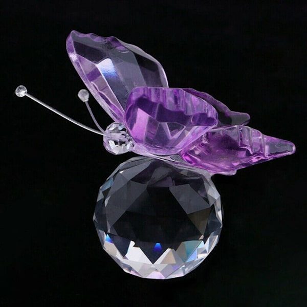 Crystal Butterfly Statyett Glas Miniatyr GUL Yellow