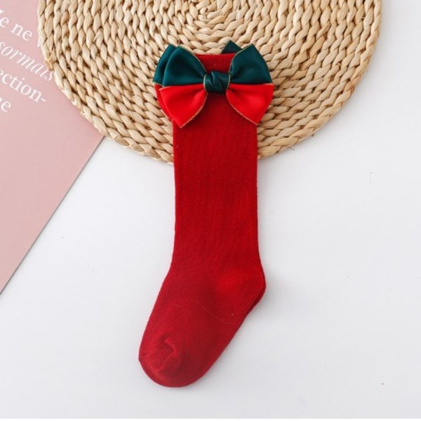 Baby joulusukat Iso rusetti Punainen Polvikorkeat pitkät sukat SD D SD