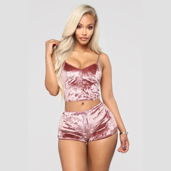 Sexig bodysuit sammetsbehå ROSA L pink L