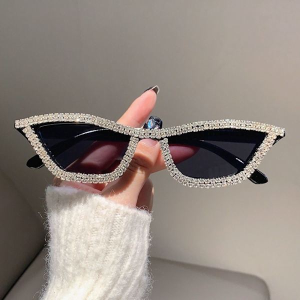 Cat Eye Aurinkolasit Glitter Aurinkolasit MUSTA-MUSTA MUSTA-MUSTA Black-Black