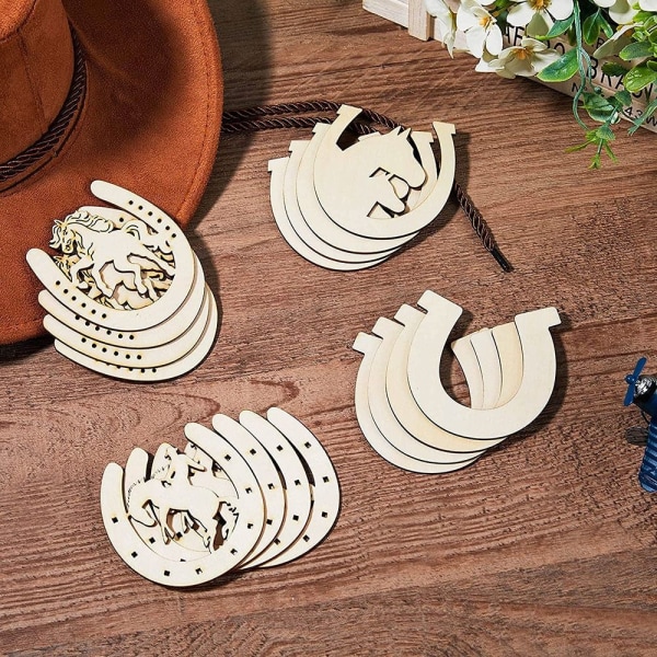 Træudskæringer til heste Træcirkler DIY Ornament