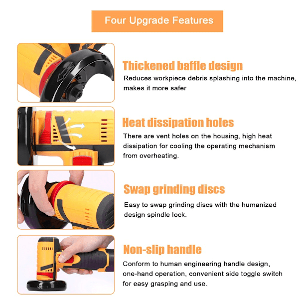 Vinkelsliper Elektrisk sliping GUL EU 1*BATTERI EU 1*BATTERI yellow EU 1*battery-EU 1*battery