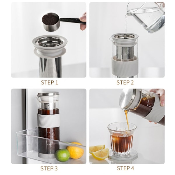 Cold Brew kaffe- og temaskine Borosilikatglaskande Iced