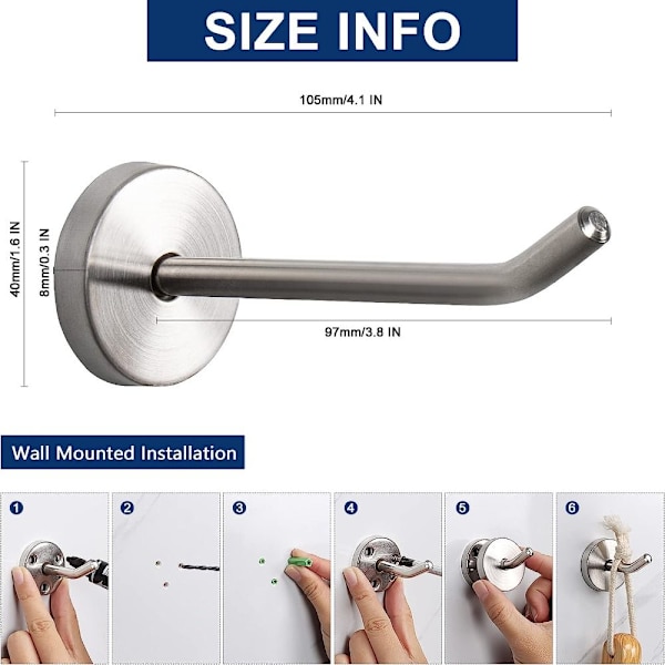 6Pack Coat Hooks Kylpypyyheripustimet SILVER SILVER Silver