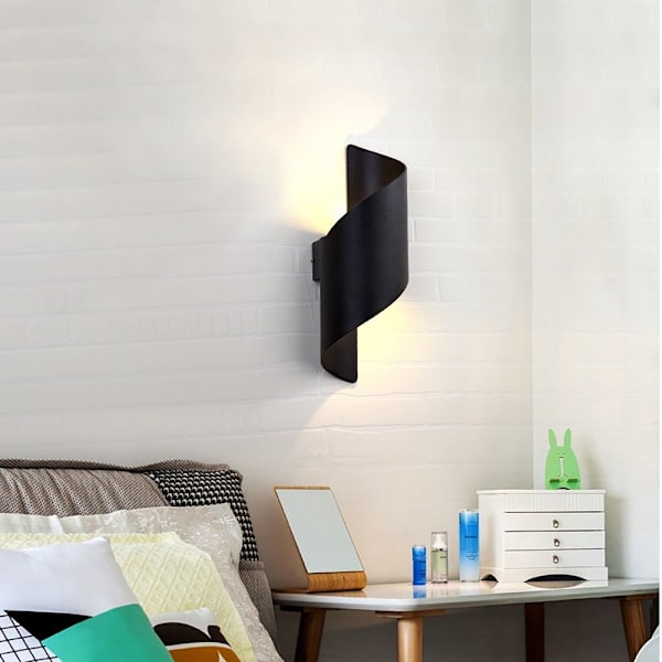 Spiral Design LED-seinävalaisin Moderni pohjoismainen lamppu MUSTA black cold white light-cold white light