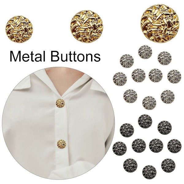 10st metallknappar skjortaknappar GULD 18MM20ST 20ST gold 18MM20pcs-20pcs
