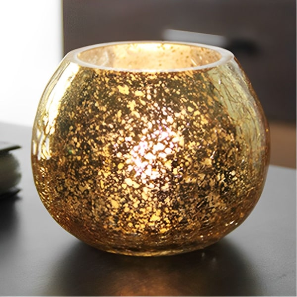 Kugleglas lysestage Aromaterapi lyskop GULD Gold