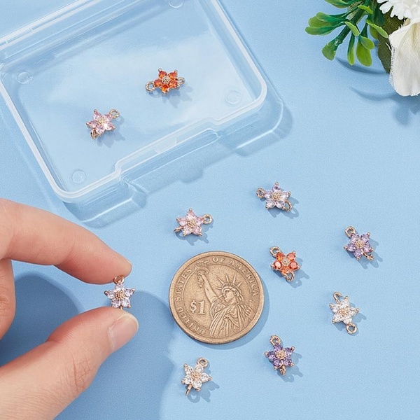 10 st Flower Link-kopplingar Cubic Zirconia Link-kopplingar