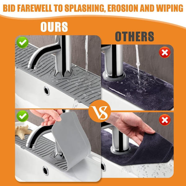 Kran Absorberende matte Silikon dreneringspute GRÅ L grey L