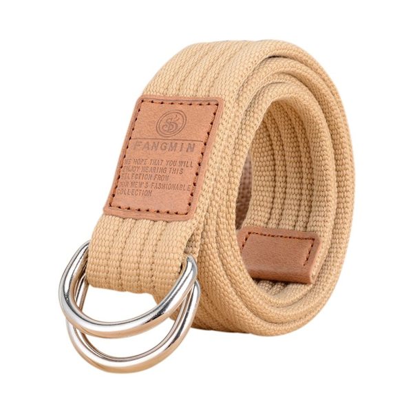 Nylon punottu vyö kaksinkertainen rengas vyötärönauha KHAKI khaki