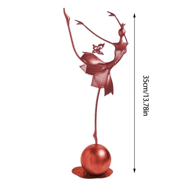 Metallträdgårdsstatyer Ornament Danstjejprydnader RÖD A A Red A-A