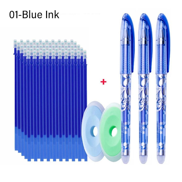 55 STK/SÆT Sletbar gelpen INS Bjørn/køer/blade 01-BLÅT BLÆK 01-Blue Ink