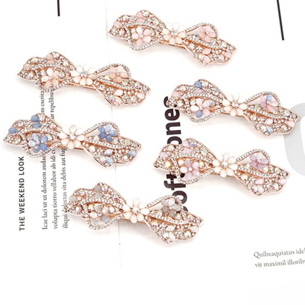 Crystal Flower Hair Clips Hair Barrettes PURPLE Purple