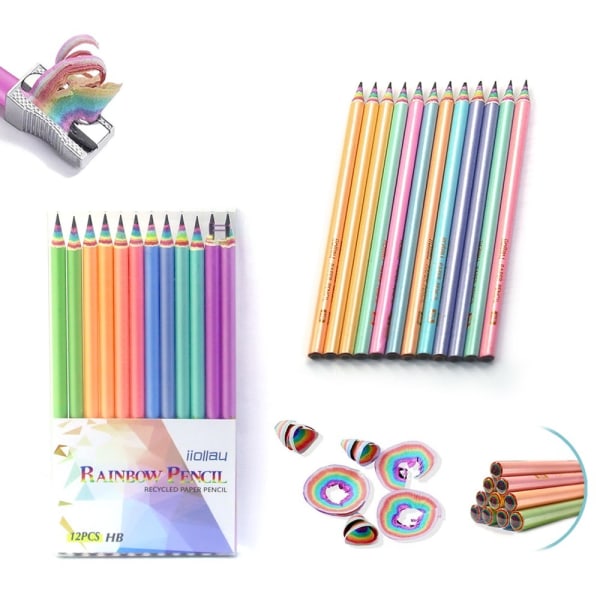Fargede papirblyanter Multifargede morsomme blyanter Tre