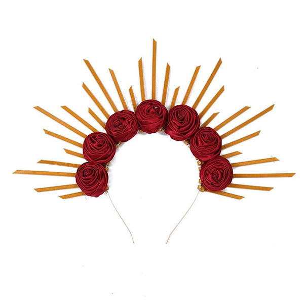 Red Roses Tiara Pannebånd Party Cosplay tilbehør RØDT Red