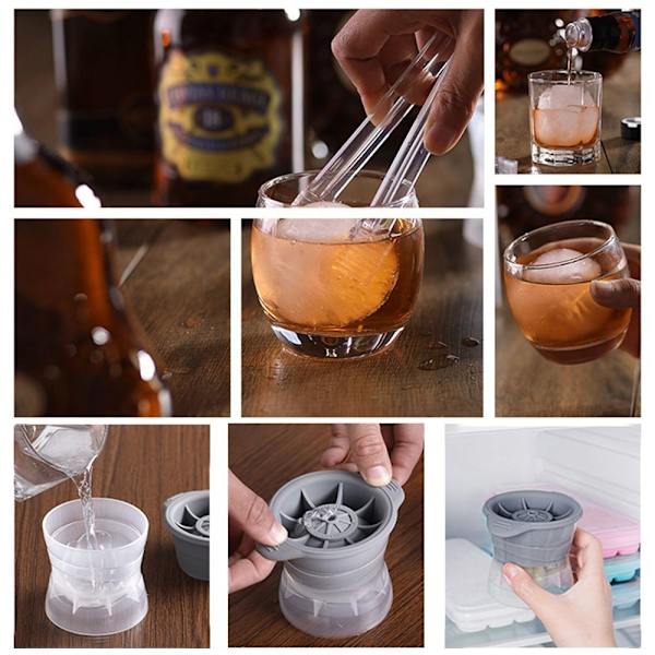 2 kpl Sphere Ice Mold Pyöreä jääpalakone HARMAA Gray