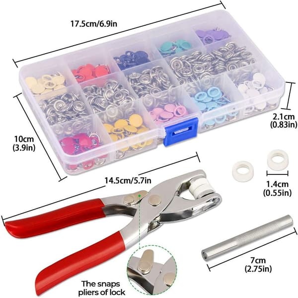 100/200Setit Vaatteiden ompelunapit Nepparit Set 02-WITH 02-with tool