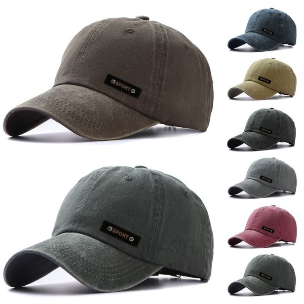 Broderi Baseball Caps Distressed Faded Hats MØRKE GRÅ dark grey