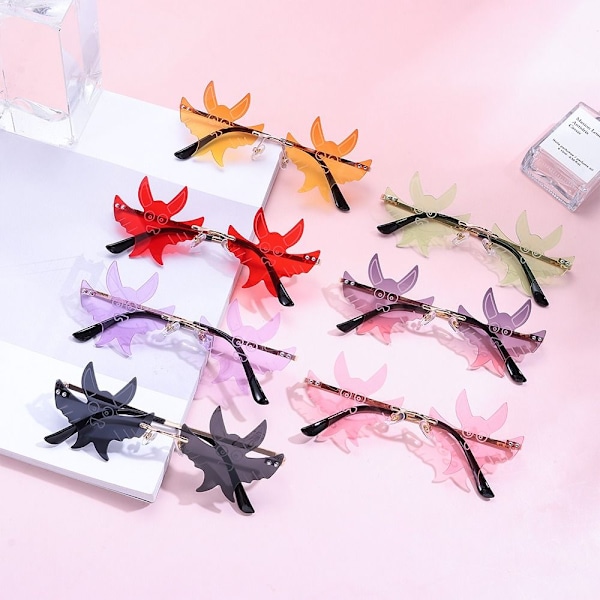 Bat Shaped Solbriller Goth Briller BLÅ PINK BLÅ PINK Blue Pink
