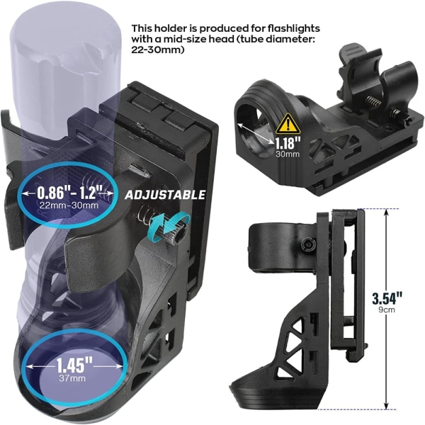 Lommelygtehylster Lommelygte Clip Bracket Adapter