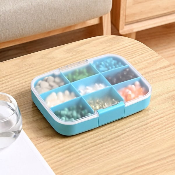 Weekly Pill Box Medicin Dispenser BLÅ blue