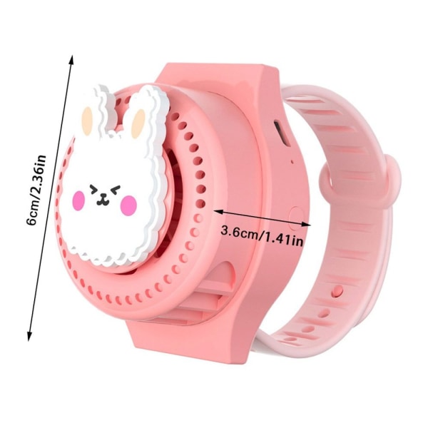 Cartoon Rabbit Watch Fan Køleventilator PINK B B Pink B-B