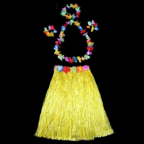 5 stk/sett Hawaii Fancy Dress Gresskjørt GULT yellow