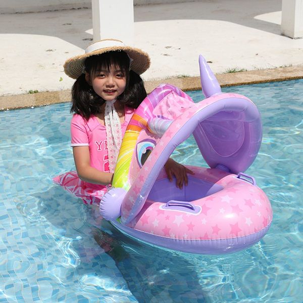 Baby Float med Tak Solskydd Badring Simring grön