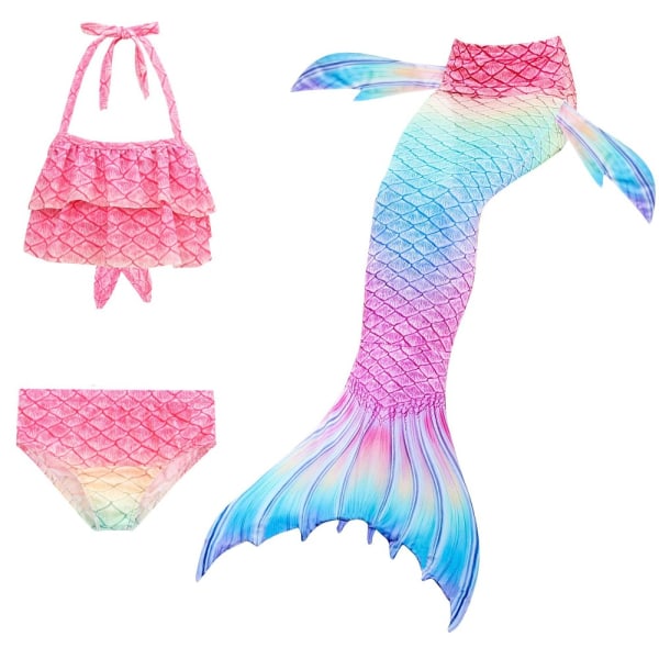 3 stk Kids Mermaid Tail Bikinisett C-150CM C-150CM C-150CM