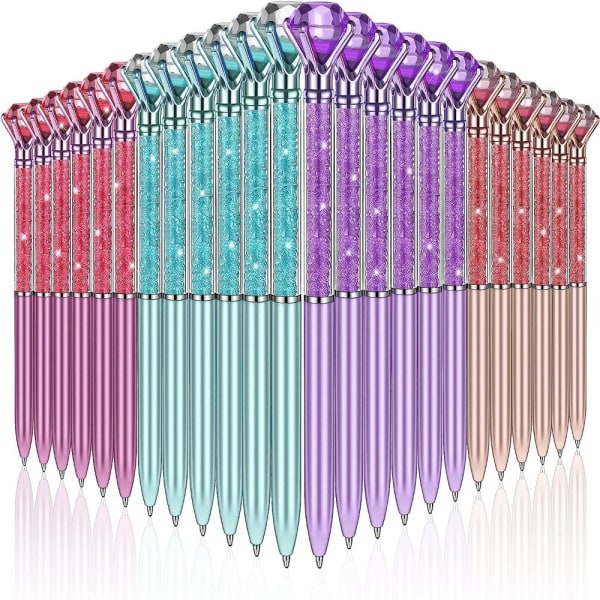 24 stk diamantpenne personligt kuglepenne plastik