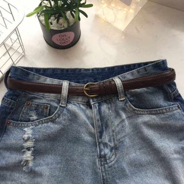 Läderbälte Spänne Midjeband BRUN brown