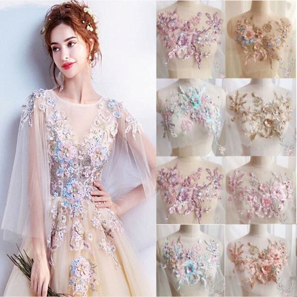Brudekjole Trim Broderi Tulle Applikation Perle PINK Pink