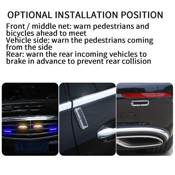 Solar Car Anti-tailgating Blinker lys Advarsel LED lys HVIT White