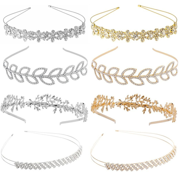 Rhinestone Hårbøyle Brudehårtilbehør GOLD2 GOLD2 gold2