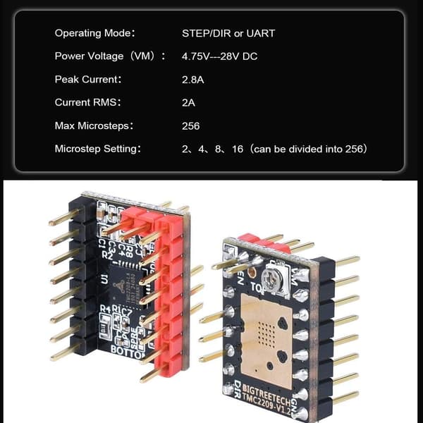 TMC2209 Trinnmotordrivermodul 3D-skriverkontrollkort