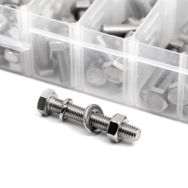 620 STK Bolter og muttere Flat & Lock Skiver Sortiment Rustfritt
