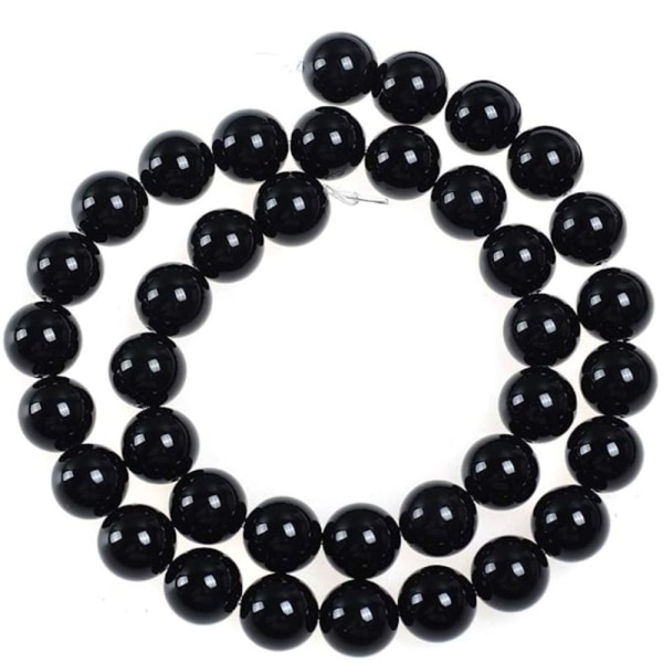 Naturlig svart Onyx Stone Semi Gemstone Perler Runde Løse Perler