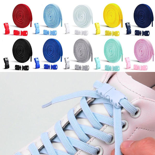 2 par No Tie Snørebånd Sneakers Snørebånd HVID white