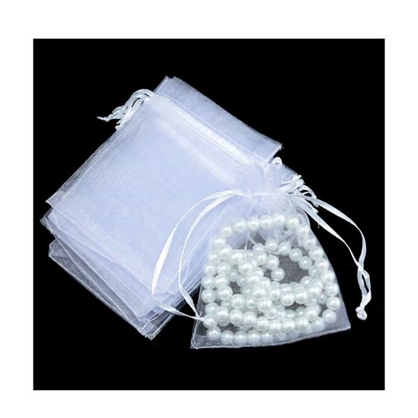 50PCS Presentpåse Organza Gauze Sachet White Pouches