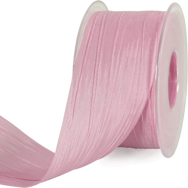 Pink Crinkle Ribbon Chiffon Ribbon Listones