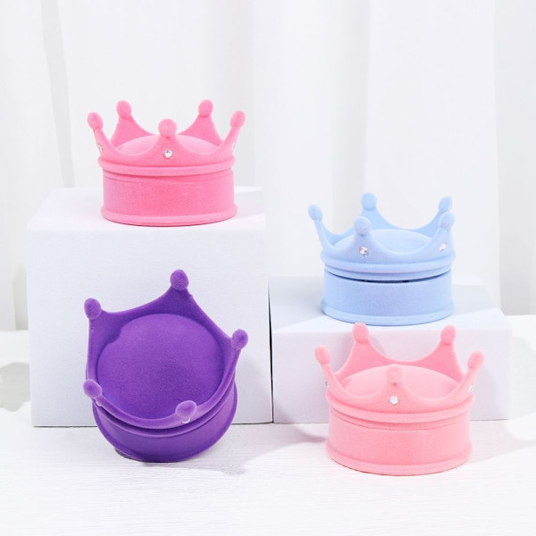 Crown Ring Smykkeskrin Smykke Organizer Opbevaring RØD Red