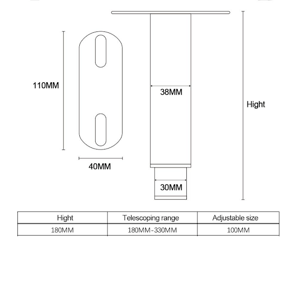 1/2 Stk Justerbar Møbel Ben Højde Kontrol HVID 1 STK 1 STK white 1pc-1pc