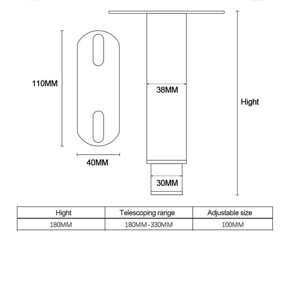 1/2st Justerbar möbel Benhöjdkontroll VIT 2ST 2ST white 2pcs-2pcs