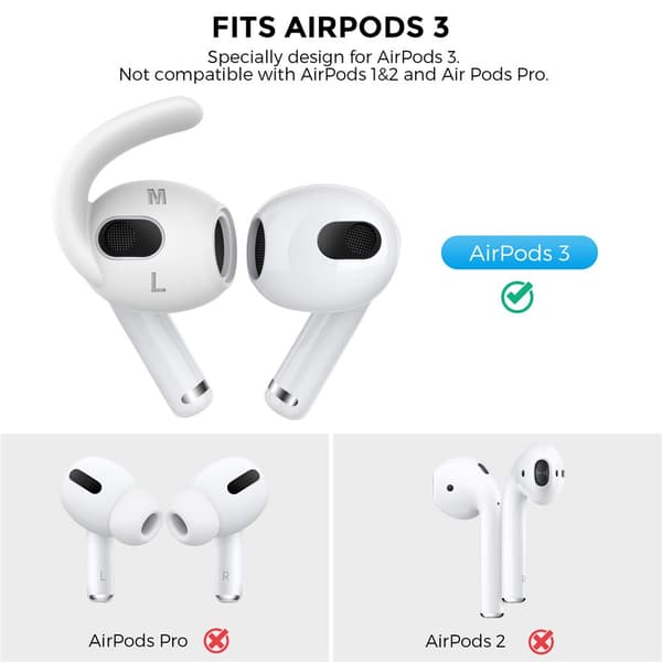 3 Par Eartips EarPads til Airpods 3 white