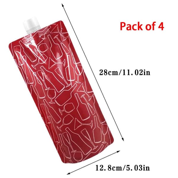 4 Stk Foldevandspose Sammenfoldelig Rødvinspose Plastvinposer 4Pcs