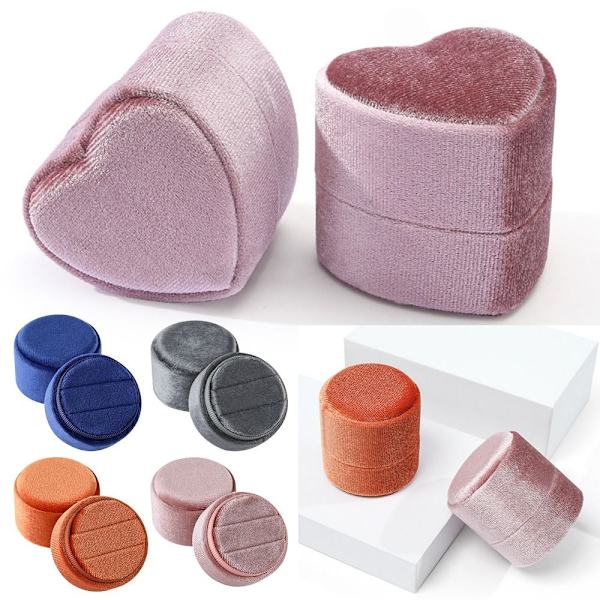 Sammetssmyckeskrin Dubbelring Förvaringslåda ROSA CIRKULÄR pink Circular-Circular